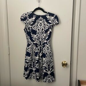 Navy floral design dress perfect for formal occasions